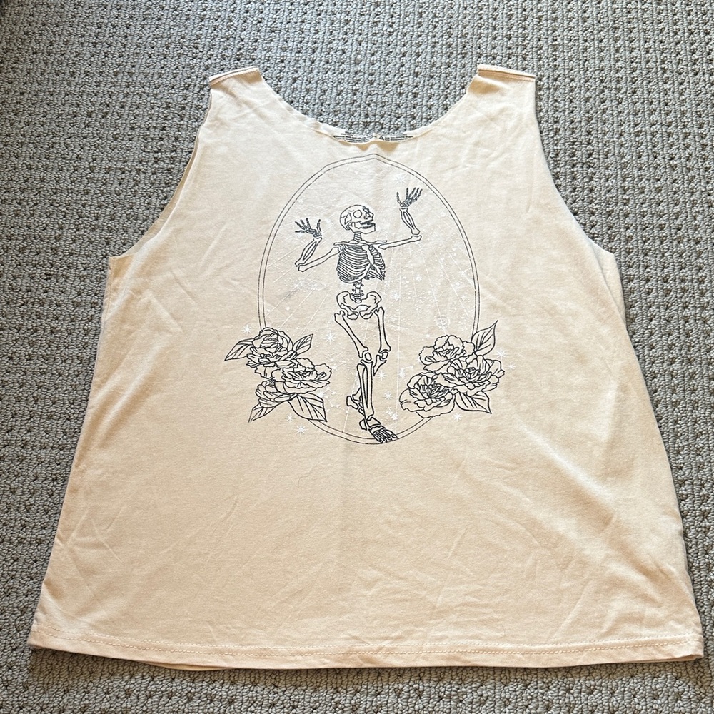 Skeleton Graphic Peach Tank Top